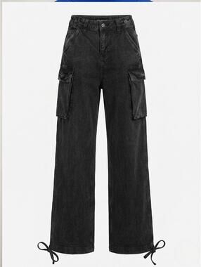 SMFK Black Washed Technical Cargo Jeans Women's Small